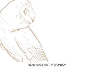 Decorative light background with barn owl. Card template design. Vector illustration.