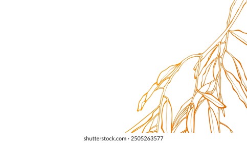 Decorative light background with branch. Branch with leaves. Card template design. Vector illustration.