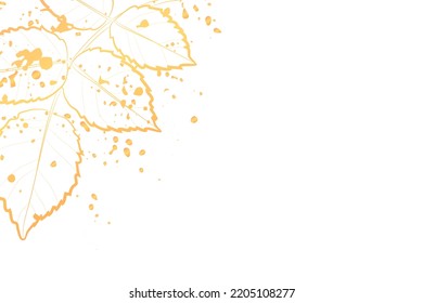 Fondo claro decorativo con ramas y manchas. Rama con hojas. Diseño de plantilla de tarjeta. Ilustración vectorial.
