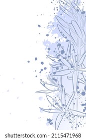 El fondo de la luz decorativa con flores de Camassia y salpicaduras. Diseño de plantilla de tarjeta. Ilustración vectorial.