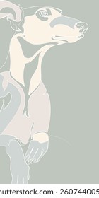 Decorative light background with dog (whippet). Card template design. Vector illustration.