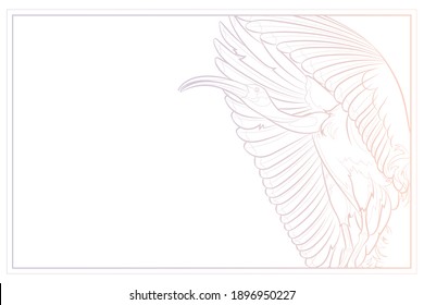 Decorative light background with flying african sacred ibis (Threskiornis aethiopicus). Vector illustration.