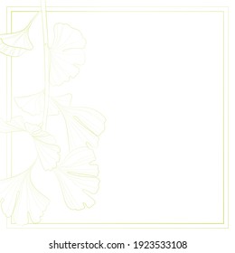 Decorative light background with ginkgo biloba branch. Card template design. Vector illustration.