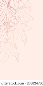 Fondo de luz decorativa con rama de arce japonés. Diseño de plantilla de tarjeta. Ilustración vectorial.