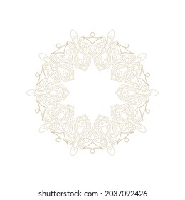 Decorative light background with ornamental circular pattern. Card template design. Vector illustration.