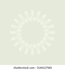 Decorative light background with ornamental circular pattern. Card template design. Vector illustration.