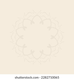 Decorative light background with ornamental circular pattern. Card template design. Vector illustration.