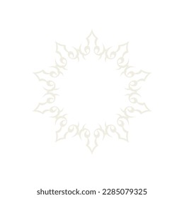 Decorative light background with ornamental circular pattern. Card template design. Vector illustration.
