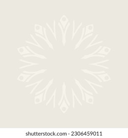 Decorative light background with ornamental circular pattern. Card template design. Vector illustration.