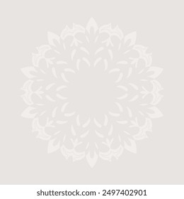 Decorative light background with ornamental circular pattern. Card template design. Vector illustration.