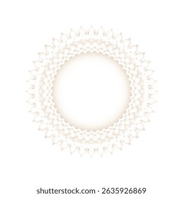 Decorative light background with ornamental round pattern. Card template design. Vector illustration.