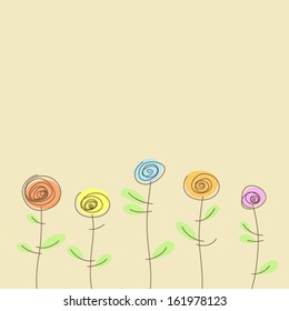Decorative light background with pattern of colorful flowers