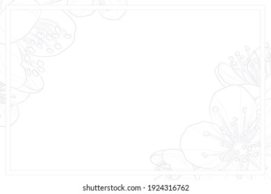 Decorative light background with sakura flowers. Card template design. Vector illustration.