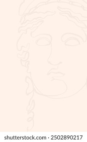 Decorative light beige background with Hera Ludovisi (Juno Ludovisi). Vector illustration.