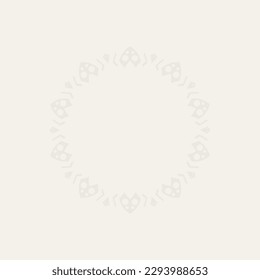 Decorative light beige background with ornamental circular pattern. Card template design. Vector illustration.