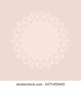 Decorative light beige background with ornamental round pattern. Card template design. Vector illustration.