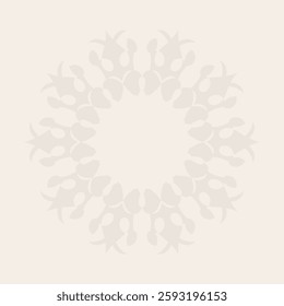 Decorative light beige background with ornamental circular pattern. Card template design. Vector illustration.