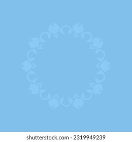 Decorative light blue background with ornamental circular pattern. Card template design. Vector illustration.