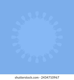 Decorative light blue background with ornamental round pattern. Card template design. Vector illustration.