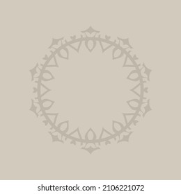 Decorative light brown background with ornamental circular pattern. Card template design. Vector illustration.