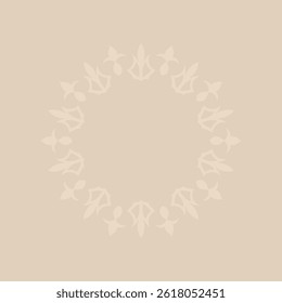 Decorative light brown background with ornamental circular pattern. Card template design. Vector illustration.