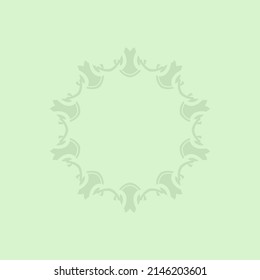 Decorative light green background with ornamental circular pattern. Card template design. Vector illustration.