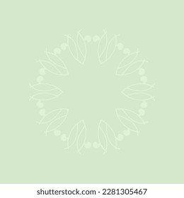 Decorative light green background with ornamental circular pattern. Card template design. Vector illustration.