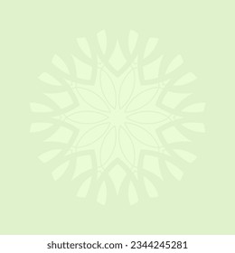 Decorative light green background with ornamental round pattern. Card template design. Vector illustration.