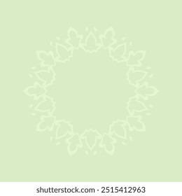 Decorative light green background with ornamental circular pattern. Card template design. Vector illustration.