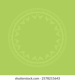 Decorative light green background with ornamental circular pattern. Card template design. Vector illustration.