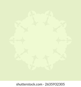 Decorative light green background with ornamental round pattern. Card template design. Vector illustration.