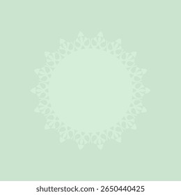 Decorative light green background with ornamental round pattern. Card template design. Vector illustration.