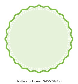 Borde de pegatina simple de marco redondo verde claro decorativo con detalles delicados Diseño