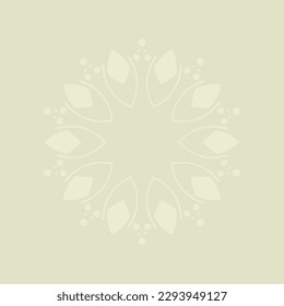 Decorative light olive green background with ornamental circular pattern. Card template design. Vector illustration.