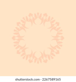 Decorative light orange background with ornamental circular pattern. Card template design. Vector illustration.