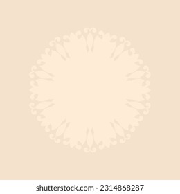 Decorative light orange background with ornamental round pattern. Card template design. Vector illustration.