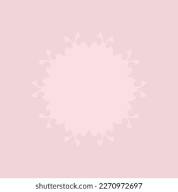Decorative light pink background with ornamental round pattern. Card template design. Vector illustration.