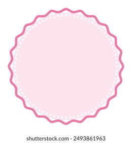 Decorative Light Pink Round Frame Plain Sticker Border with Delicate Details Design