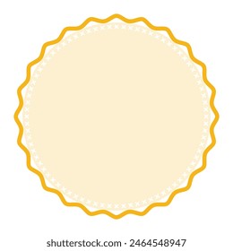 Decorative Light Yellow Round Frame Plain Sticker Border with Delicate Details Design