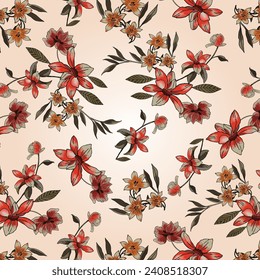 Decorative Lily Flowers pattern on gradient background