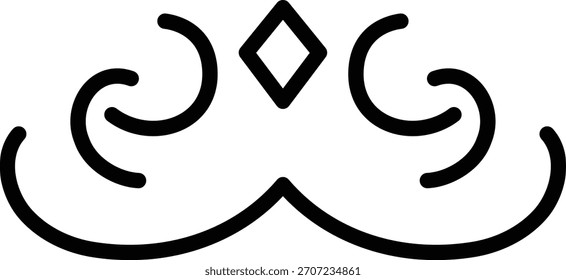 decorative line art crown vector icon