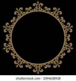 Decorative line art frame for design template. Elegant vector element Eastern style, place for text. Golden outline floral border. Lace illustration for invitations and greeting cards.