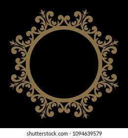 Decorative line art frame for design template. Elegant vector element Eastern style, place for text. Golden outline floral border. Lace illustration for invitations and greeting cards.