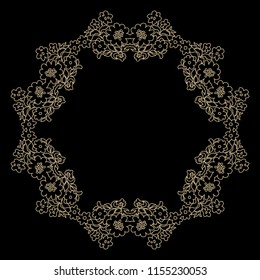 Decorative line art frame for design template. Elegant vector element Eastern style, place for text. Outline floral border. Lace illustration for invitations and greeting cards.