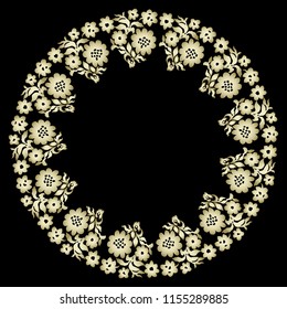 Decorative line art frame for design template. Elegant vector element Eastern style, place for text. Outline floral border. Lace illustration for invitations and greeting cards.