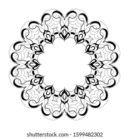 Decorative line art frame for design template. Black and white illustration. Vector.