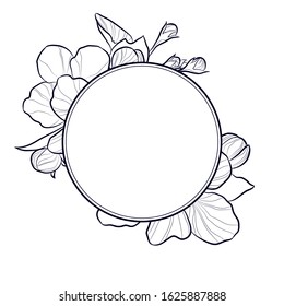 Decorative line art frame for design template. Vector illustration.