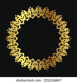 Decorative line art frame for design template. Elegant vector element Eastern style, place for text. Golden outline floral border. Lace illustration for invitations and greeting cards.