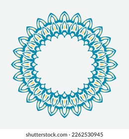 Marco decorativo de líneas de arte para la plantilla de diseño. Elegante elemento vector estilo oriental, lugar para texto. borde floral de un contorno de color elegante. Ilustración de encaje para invitaciones y tarjetas de felicitación