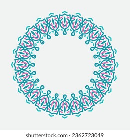 Dekorative Linienrahmen für Design-Vorlagen. Elegantes Vektorelement östlicher Stil, Platz für Text. Blumenrahmen in Blau und Rosa. Spitzentechnik für Einladungen und Grußkarten
